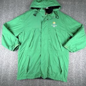 VTG 2002 Salt Lake City Olympics Hooded Jacket Mens M Green Official Parka READ!